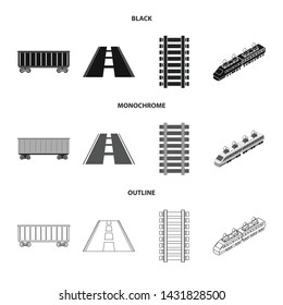 Isolated object of railroad and train logo. Set of railroad and way stock vector illustration.