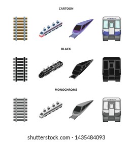 Isolated object of railroad and train sign. Collection of railroad and way stock vector illustration.