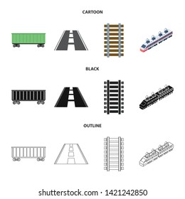 Isolated object of railroad and train symbol. Set of railroad and way vector icon for stock.