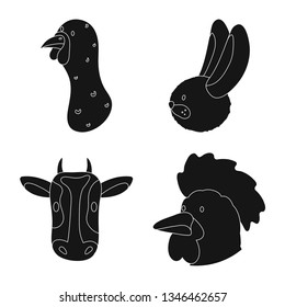 Isolated object of ranch  and organic  icon. Set of ranch  and head stock vector illustration.