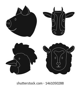 Isolated object of ranch and organic icon. Set of ranch and head stock vector illustration.