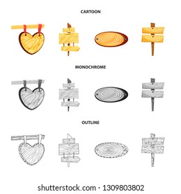 Isolated object of raw  and forest  icon. Collection of raw  and hardwood stock symbol for web.