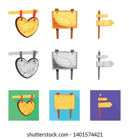 Isolated object of raw  and forest  icon. Set of raw  and hardwood vector icon for stock.