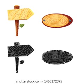 Isolated object of raw and forest icon. Set of raw and hardwood stock vector illustration.