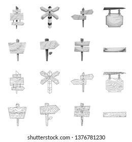 Isolated object of raw  and forest  sign. Set of raw  and hardwood stock vector illustration.