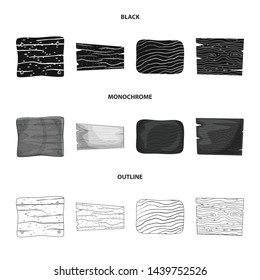 Isolated object of raw and forest sign. Collection of raw and hardwood stock symbol for web.