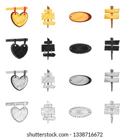 Isolated object of raw  and forest  symbol. Set of raw  and hardwood stock vector illustration.