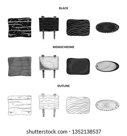 Isolated object of raw  and forest  symbol. Collection of raw  and hardwood stock vector illustration.