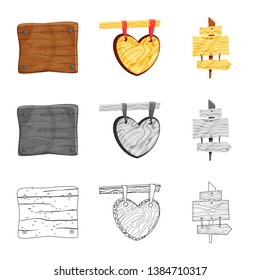 Isolated object of raw  and forest  symbol. Collection of raw  and hardwood vector icon for stock.