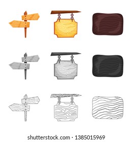 Isolated object of raw  and forest  symbol. Set of raw  and hardwood vector icon for stock.