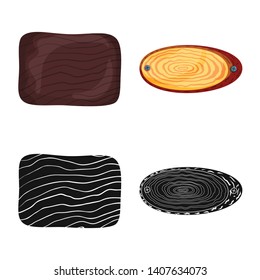 Isolated object of raw  and forest  symbol. Collection of raw  and hardwood vector icon for stock.