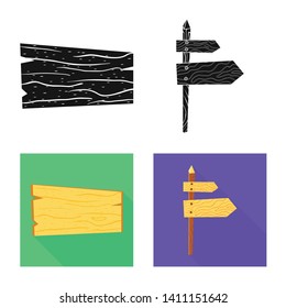 Isolated object of raw  and forest  symbol. Collection of raw  and hardwood stock vector illustration.