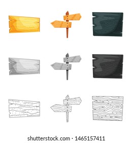 Isolated object of raw and forest symbol. Set of raw and hardwood stock vector illustration.