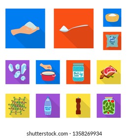 Isolated object of raw  and kitchen  logo. Set of raw  and sea stock vector illustration.