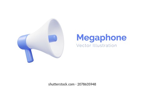 Isolated object realistic 3d megaphone vector Illustration - Shutterstock ID 2078635948