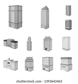 Isolated object of realty and modern icon. Collection of realty and building stock vector illustration.