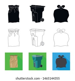 Isolated object of refuse and junk symbol. Set of refuse and waste stock vector illustration.