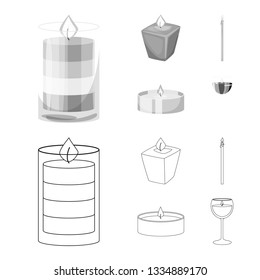 Isolated object of relaxation and flame icon. Collection of relaxation and wax stock vector illustration.