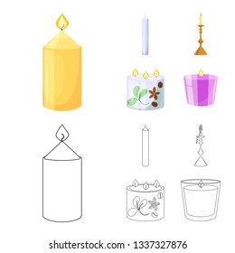Isolated object of relaxation and flame icon. Set of relaxation and wax stock vector illustration.