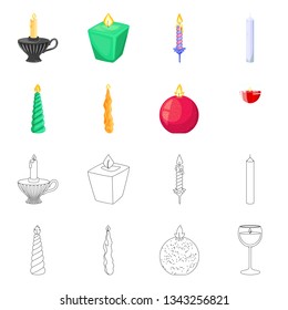 Isolated object of relaxation and flame icon. Collection of relaxation and wax stock symbol for web.