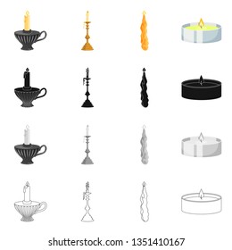 Isolated object of relaxation and flame icon. Set of relaxation and wax vector icon for stock.
