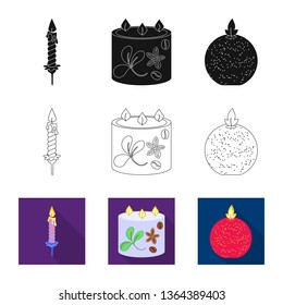 Isolated object of relaxation and flame icon. Set of relaxation and wax stock vector illustration.