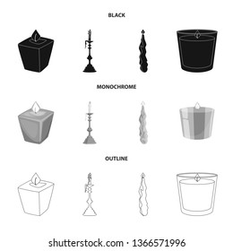 Isolated object of relaxation and flame icon. Set of relaxation and wax stock vector illustration.