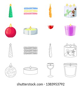 Isolated object of relaxation and flame icon. Collection of relaxation and wax stock vector illustration.
