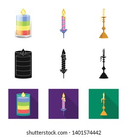 Isolated object of relaxation and flame icon. Collection of relaxation and wax stock vector illustration.