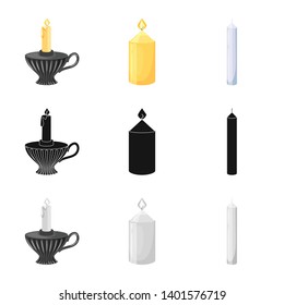 Isolated object of relaxation and flame icon. Collection of relaxation and wax stock symbol for web.