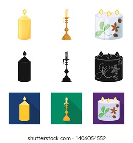 Isolated object of relaxation and flame icon. Collection of relaxation and wax vector icon for stock.