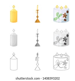 Isolated object of relaxation and flame icon. Set of relaxation and wax vector icon for stock.