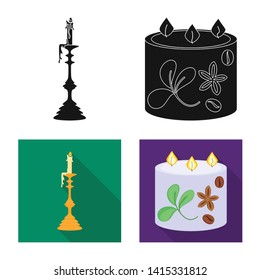 Isolated object of relaxation and flame icon. Set of relaxation and wax stock vector illustration.