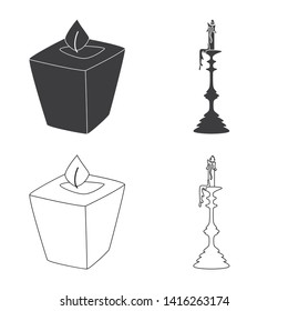 Isolated object of relaxation and flame icon. Collection of relaxation and wax stock vector illustration.