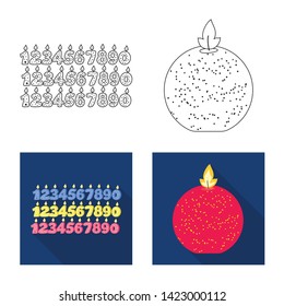 Isolated object of relaxation and flame icon. Set of relaxation and wax stock symbol for web.