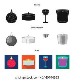 Isolated object of relaxation and flame icon. Collection of relaxation and wax stock symbol for web.