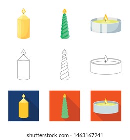 Isolated object of relaxation and flame icon. Set of relaxation and wax stock vector illustration.