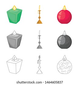Isolated object of relaxation and flame icon. Set of relaxation and wax stock vector illustration.