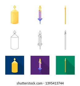 Isolated object of relaxation and flame logo. Set of relaxation and wax stock symbol for web.