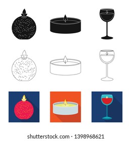 Isolated object of relaxation and flame logo. Set of relaxation and wax stock vector illustration.