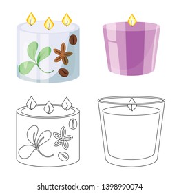 Isolated object of relaxation and flame logo. Set of relaxation and wax vector icon for stock.