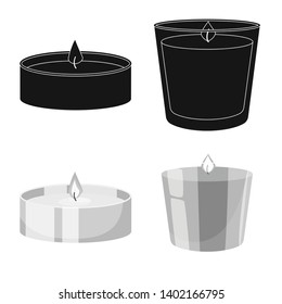 Isolated object of relaxation and flame logo. Set of relaxation and wax stock vector illustration.