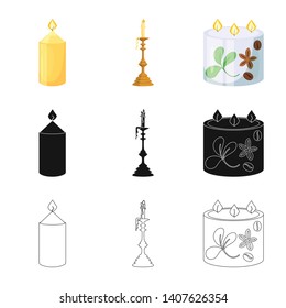Isolated object of relaxation and flame logo. Collection of relaxation and wax stock vector illustration.