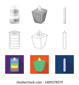 Isolated object of relaxation and flame logo. Set of relaxation and wax stock symbol for web.