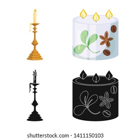 Isolated object of relaxation and flame logo. Collection of relaxation and wax stock vector illustration.