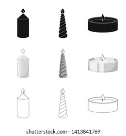 Isolated object of relaxation and flame logo. Set of relaxation and wax stock symbol for web.