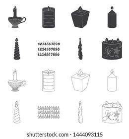 Isolated object of relaxation and flame logo. Collection of relaxation and wax vector icon for stock.
