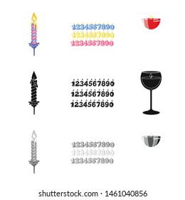 Isolated object of relaxation and flame logo. Set of relaxation and wax vector icon for stock.