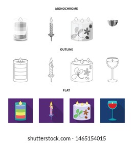 Isolated object of relaxation and flame logo. Set of relaxation and wax stock vector illustration.