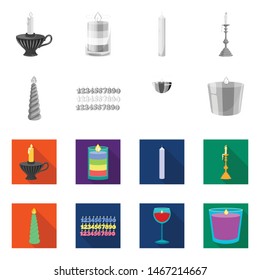 Isolated object of relaxation and flame logo. Collection of relaxation and wax vector icon for stock.